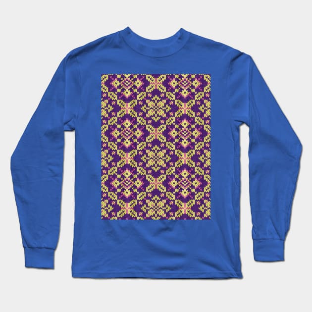 Fair Isle Knitting Pattern Long Sleeve T-Shirt by Designoholic